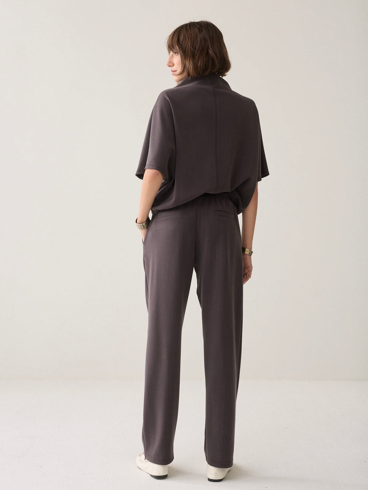 Summum Tapered Pinstripe Trousers Brown