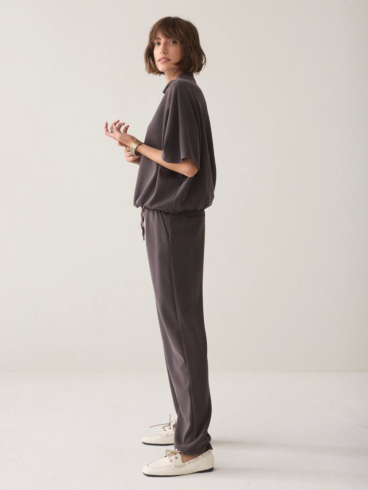Summum Tapered Pinstripe Trousers Brown