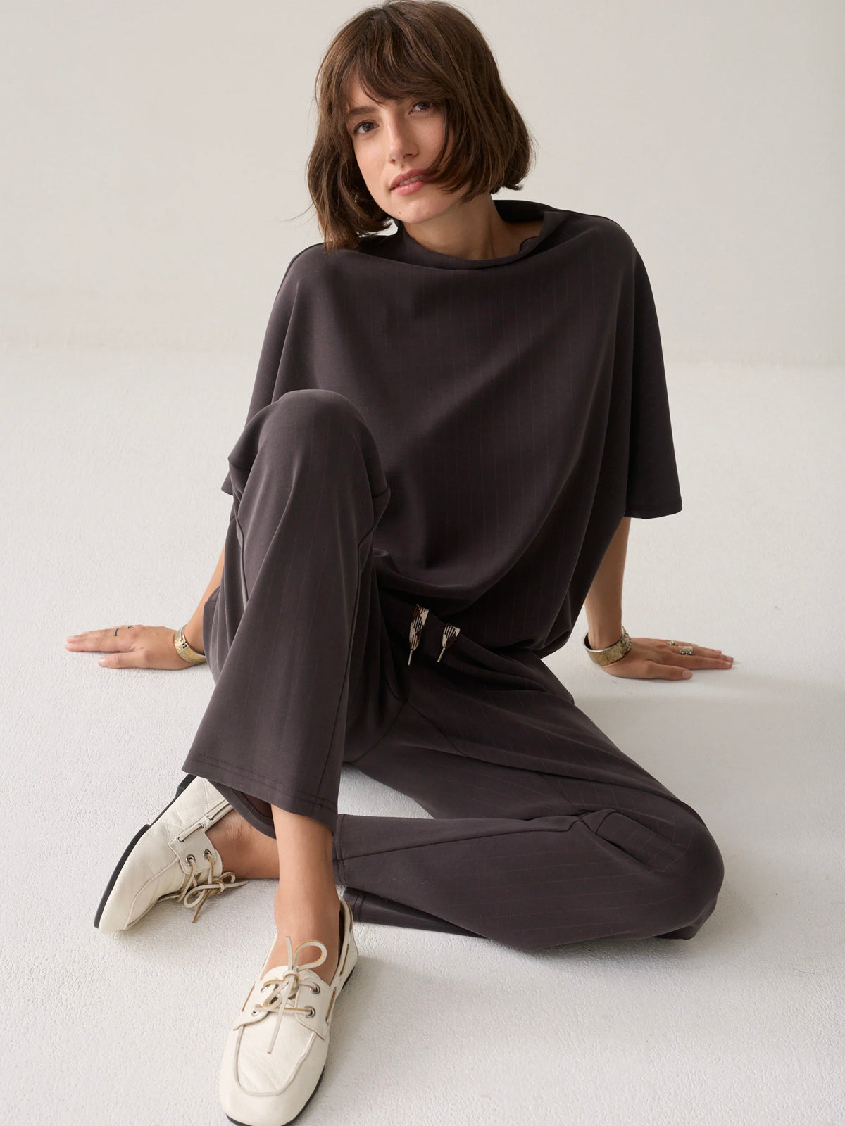 Summum Tapered Pinstripe Trousers Brown