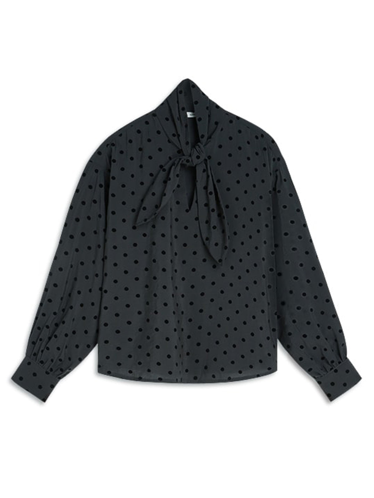 Summum Boxy Top With Flock Polka Dot Black