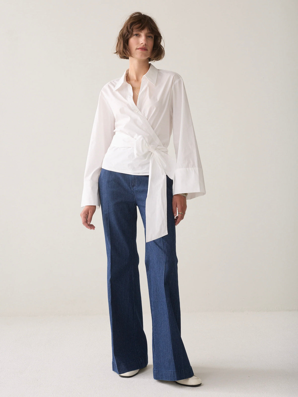 Summum Wrap Blouse In Crispy Poplin White