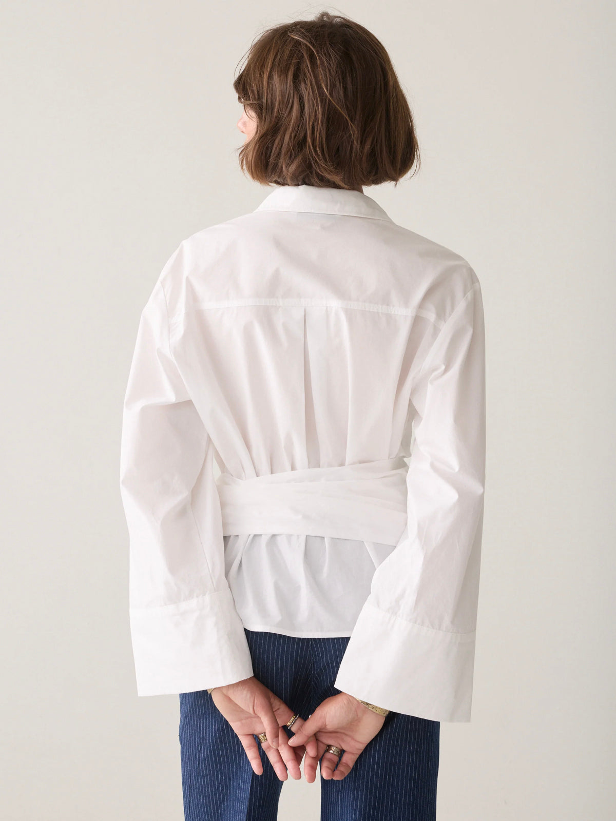 Summum Wrap Blouse In Crispy Poplin White