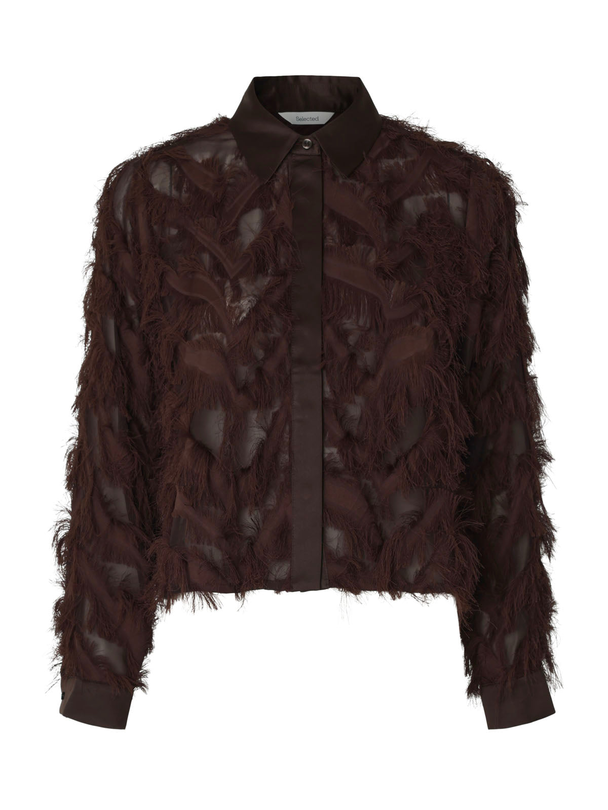 Selected Fluffy Cropped Shirt Chocolate Brown