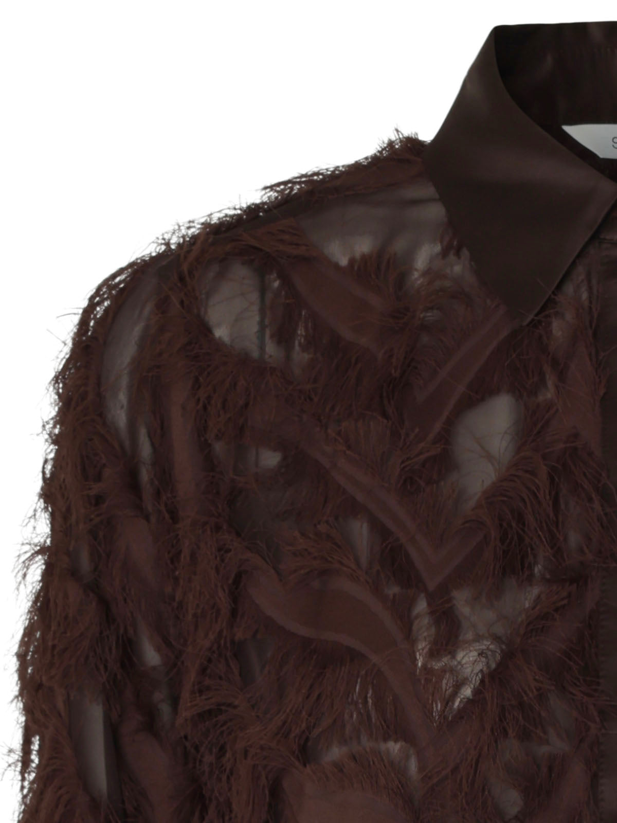 Selected Fluffy Cropped Shirt Chocolate Brown