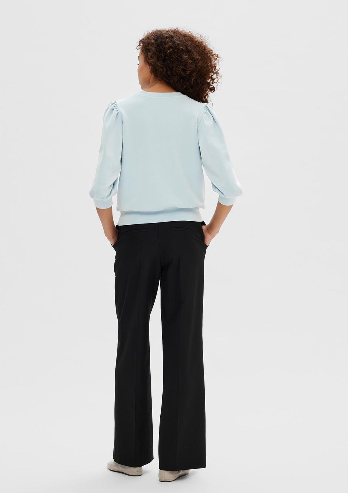 Selected Femme 3/4 Tenny Sweat Top Cashmere Blue