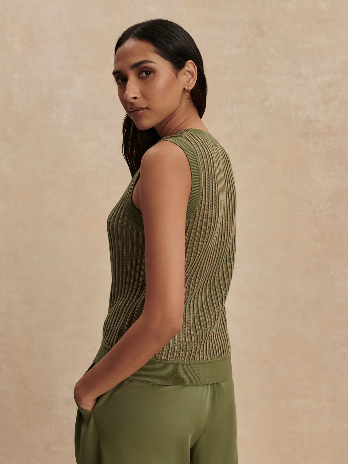 Varley Aldcroft Stitch Knit Tank Olivine