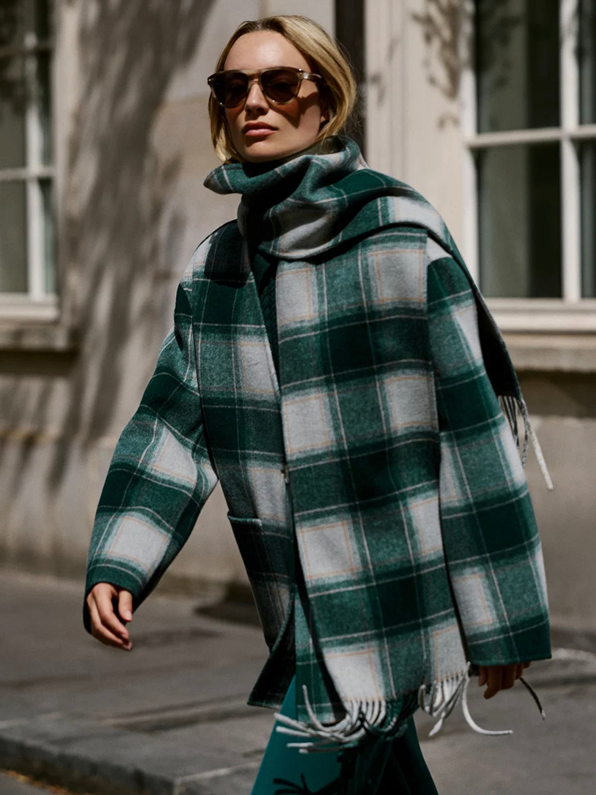 Varley Alderton Check Scarf Coat Ponderosa Pine