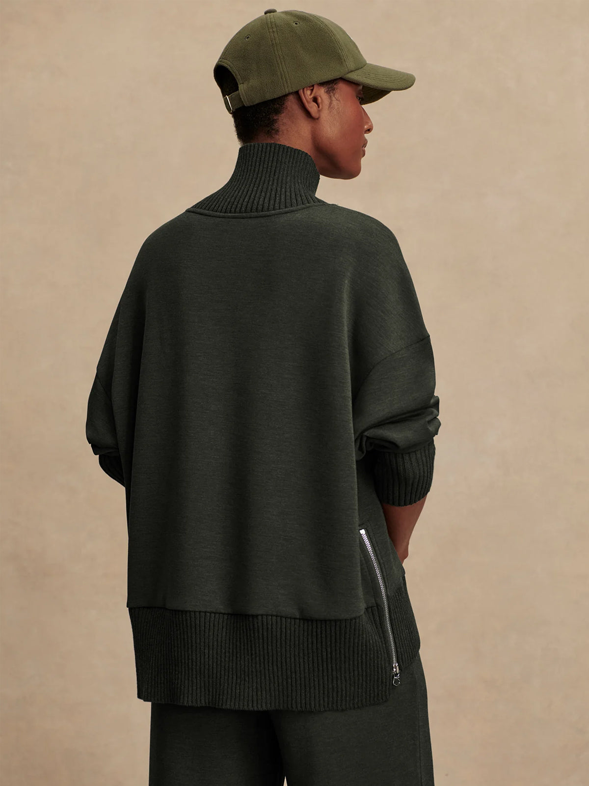 Varley Barker High Neck Sweat Olive Marl