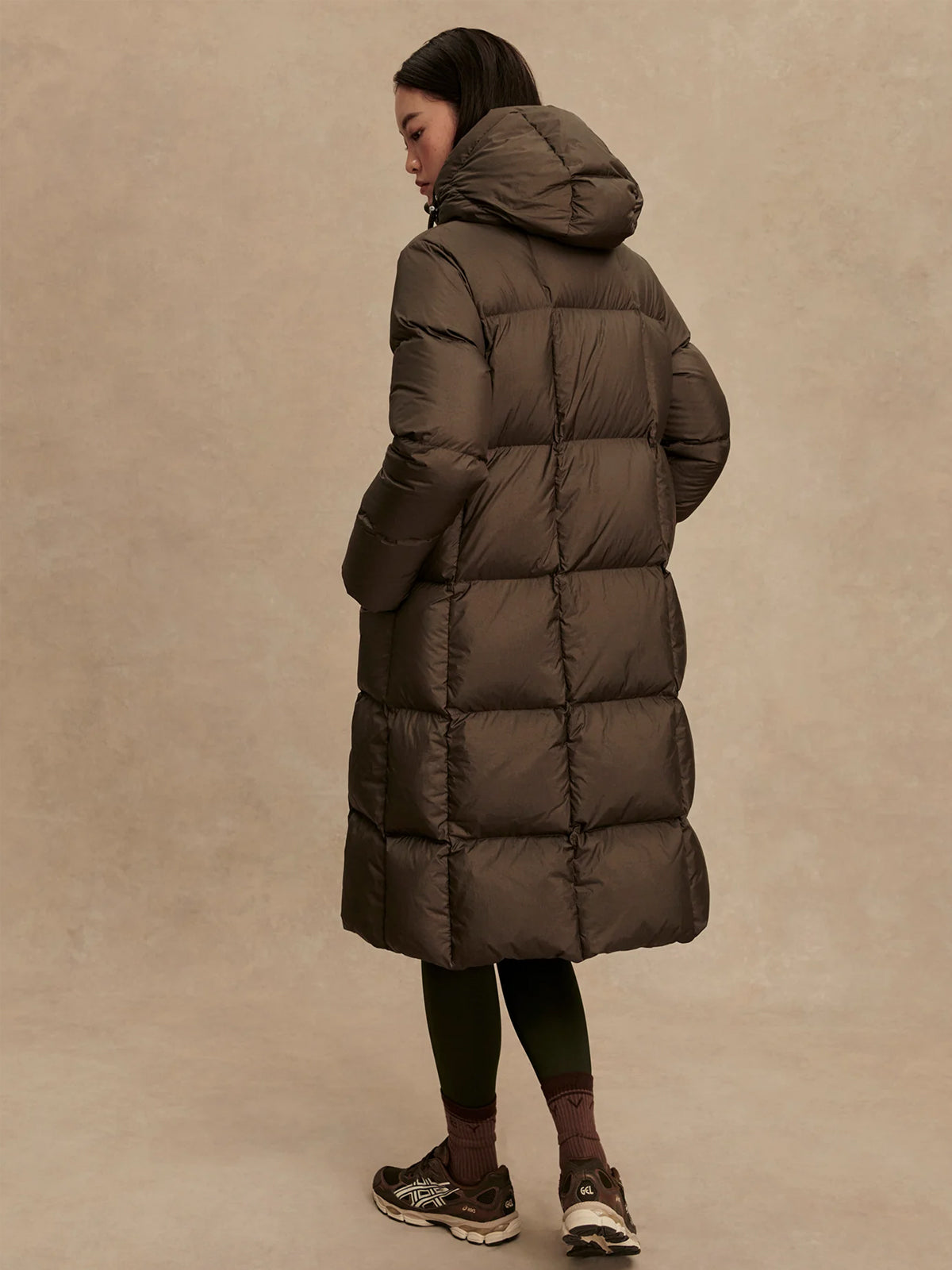 Varley Katya Long Down Puffer Jacket Dark Olive Metallic