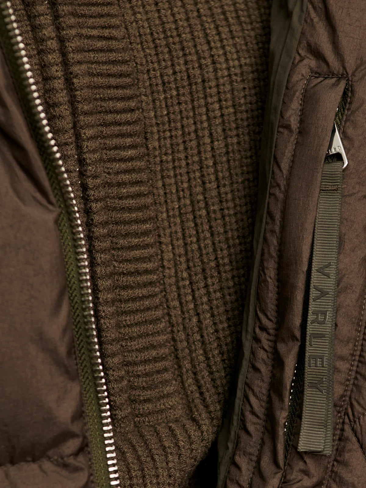 Varley Katya Long Down Puffer Jacket Dark Olive Metallic