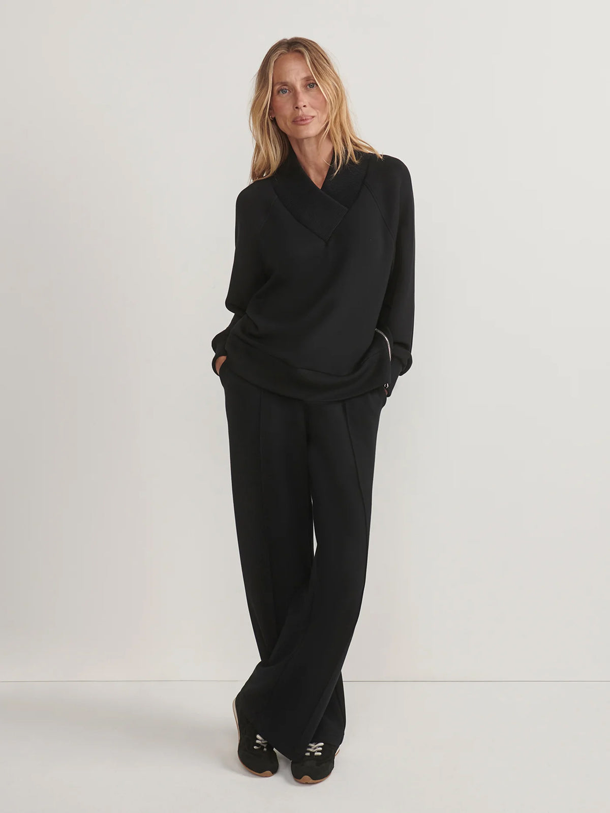 Varley Macie Zip Hem Sweat Black