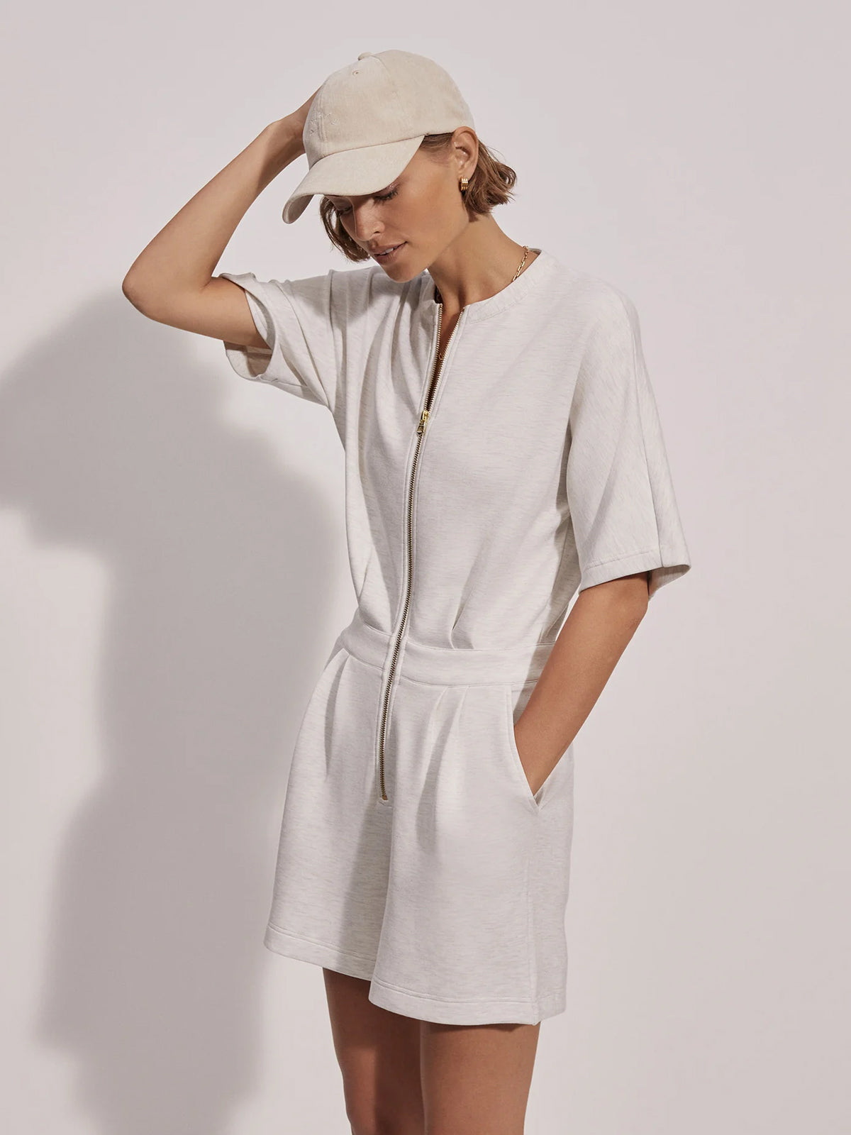 Varley Orlando Playsuit Ivory Marl