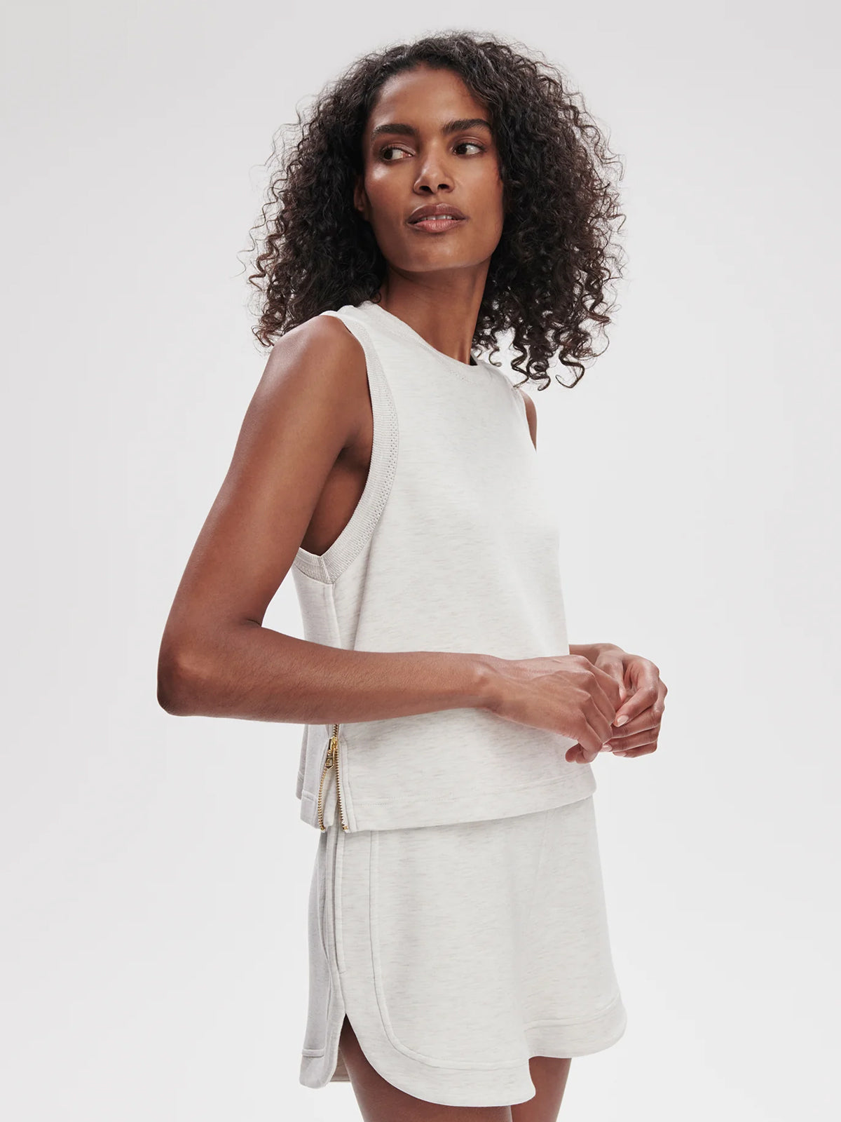 Varley Shea Crop Tank Ivory Marl