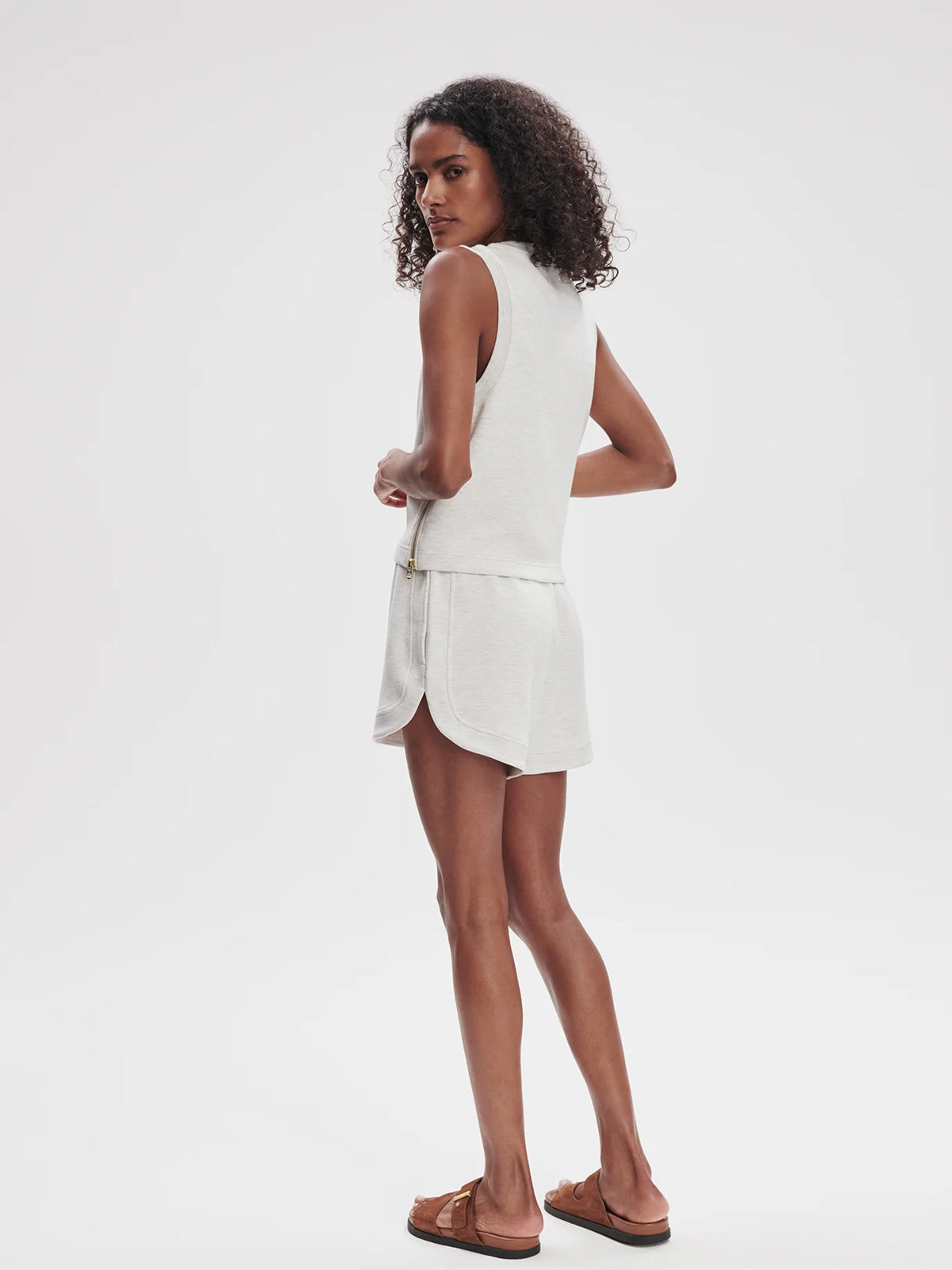 Varley Shea Crop Tank Ivory Marl