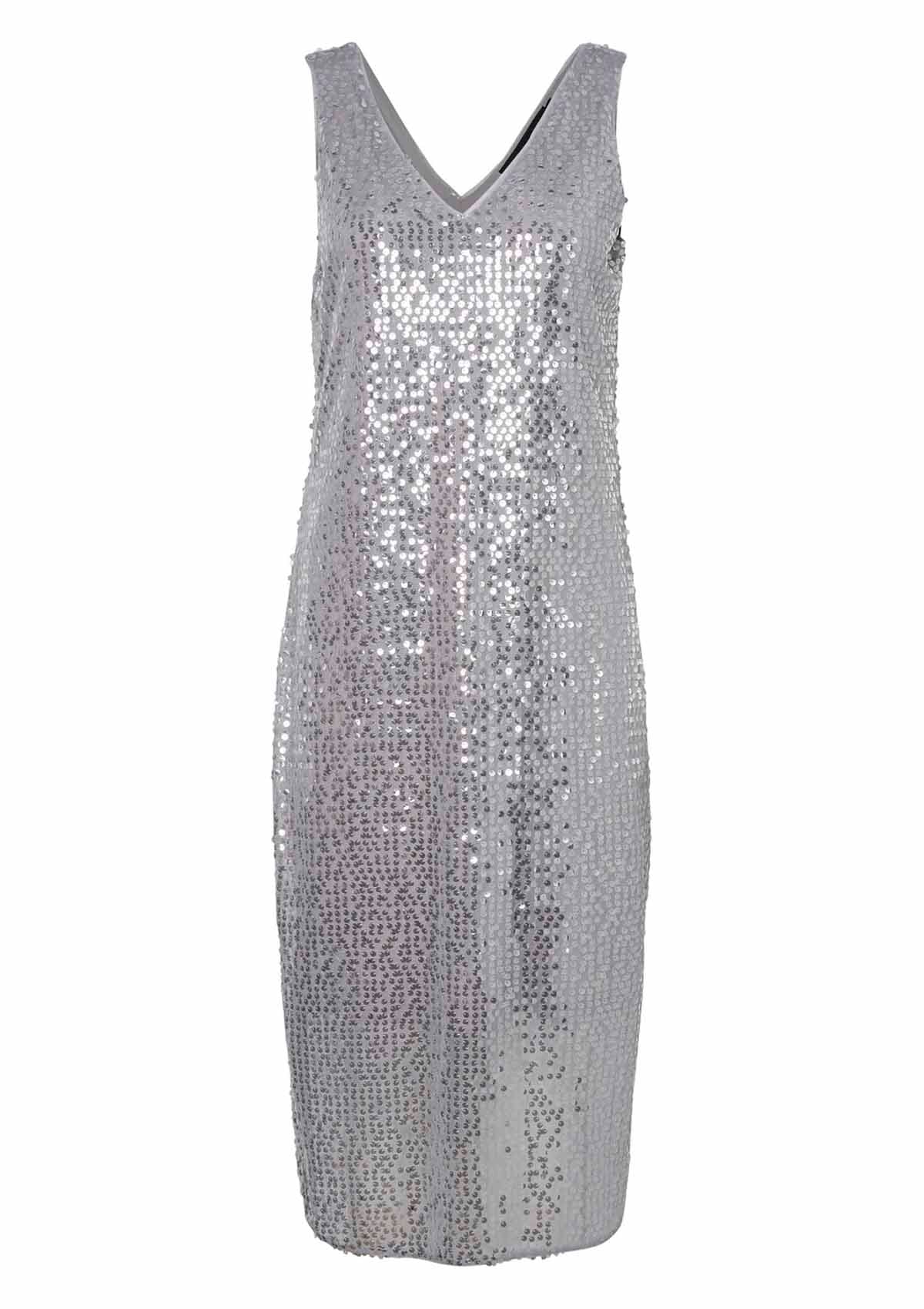 Vero Moda Silver Sequin Midi Dress