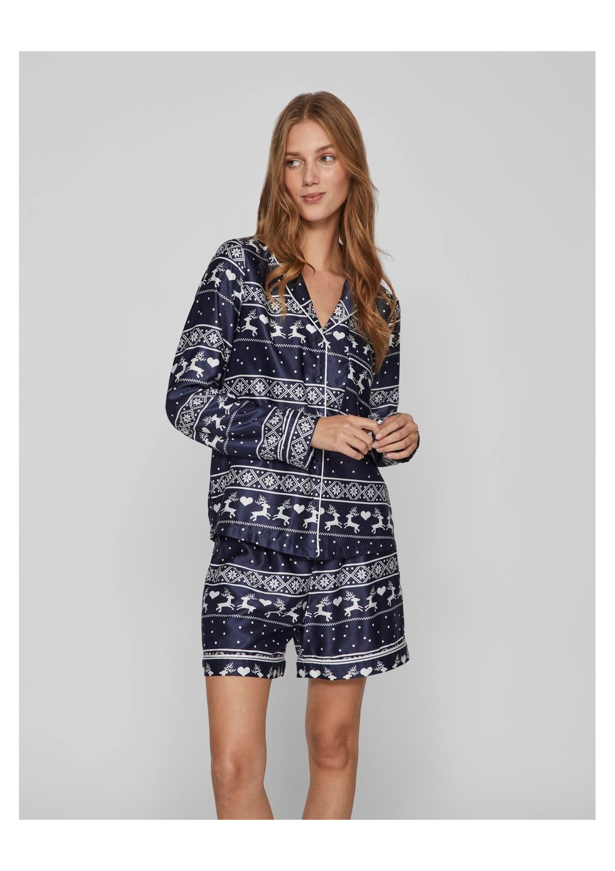 Vila Festive Pyjama Short Set Navy