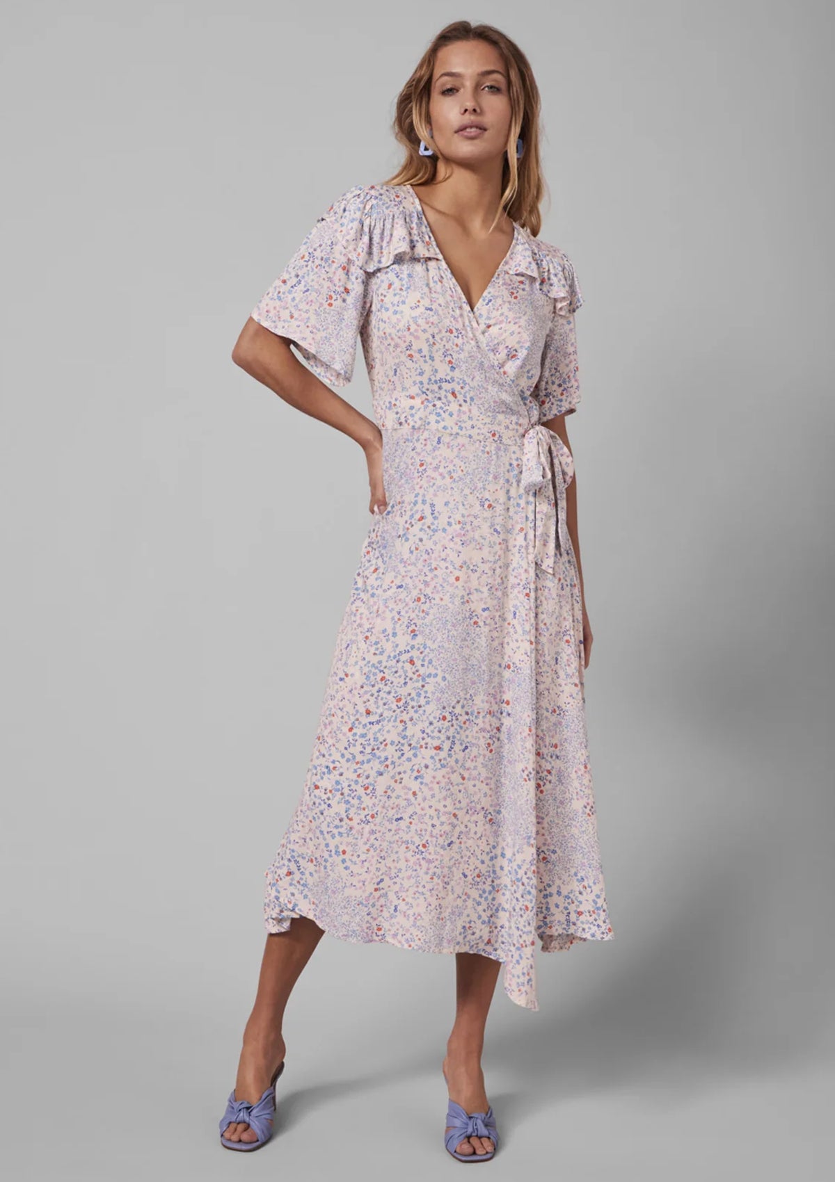 YAS Lini Floral Midi Wrap Dress