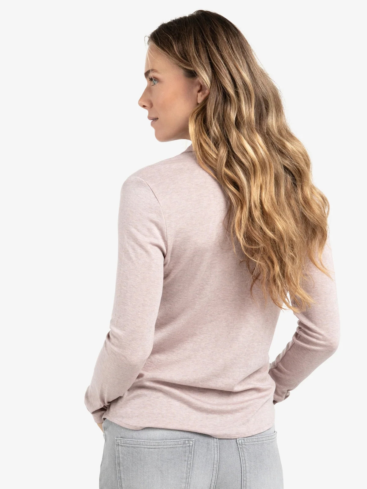 YAYA V-Neck Jersey Blouse Pink Melange