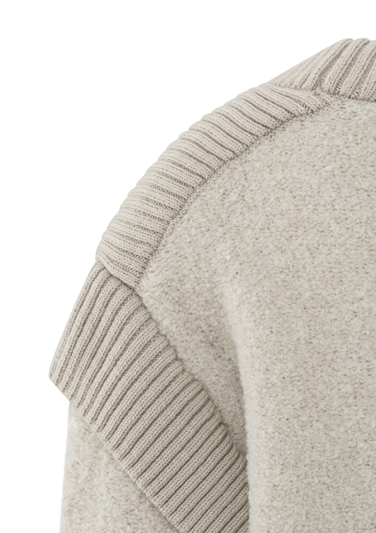 YAYA Boucle Sweater With Round Neck And Long Sleeves Beige
