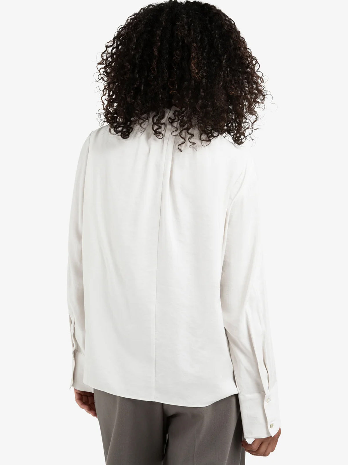 YAYA Ruffled High Neck Top White