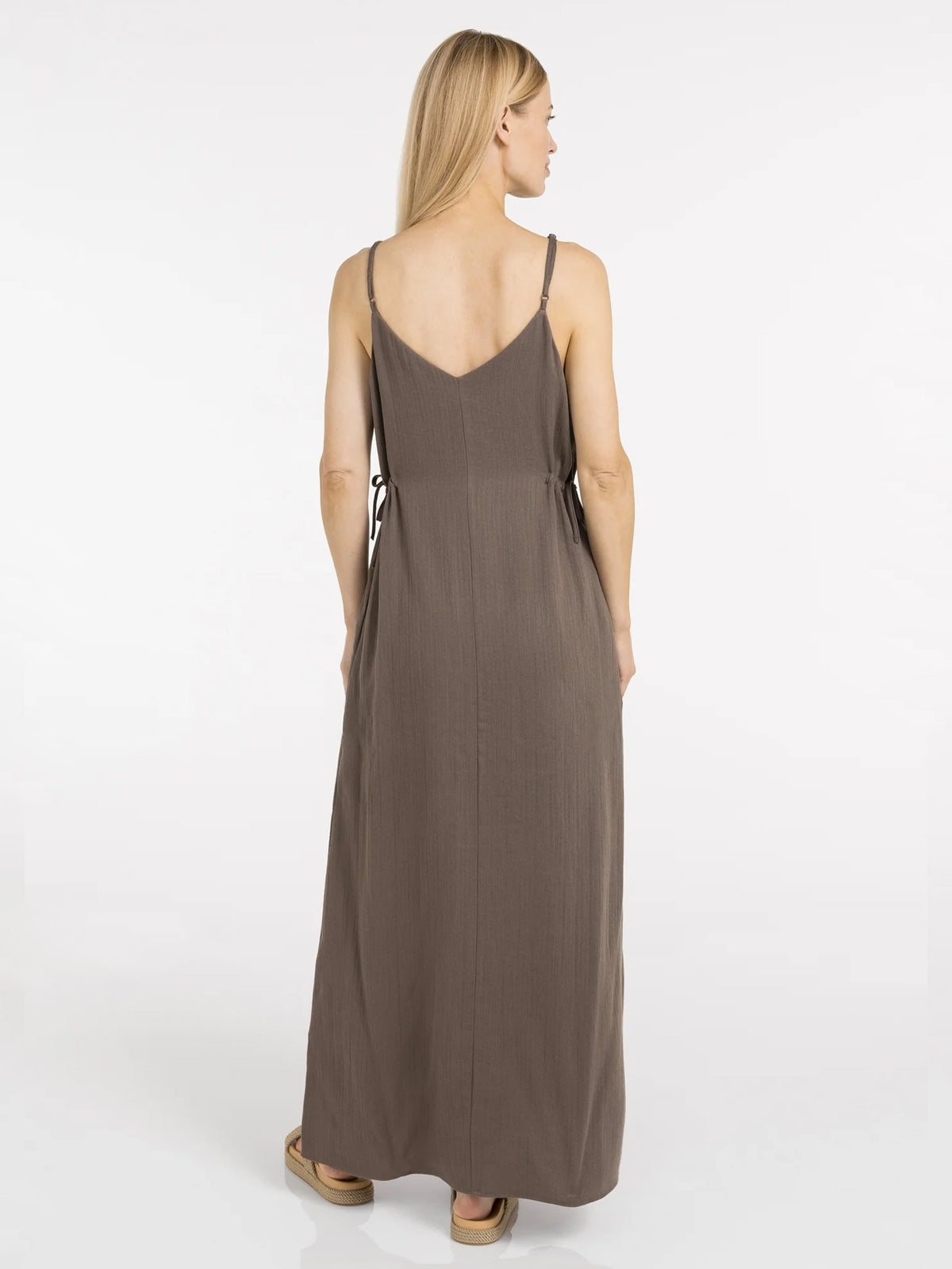 YAYA Long Strappy Dress With Dress Washed Brown