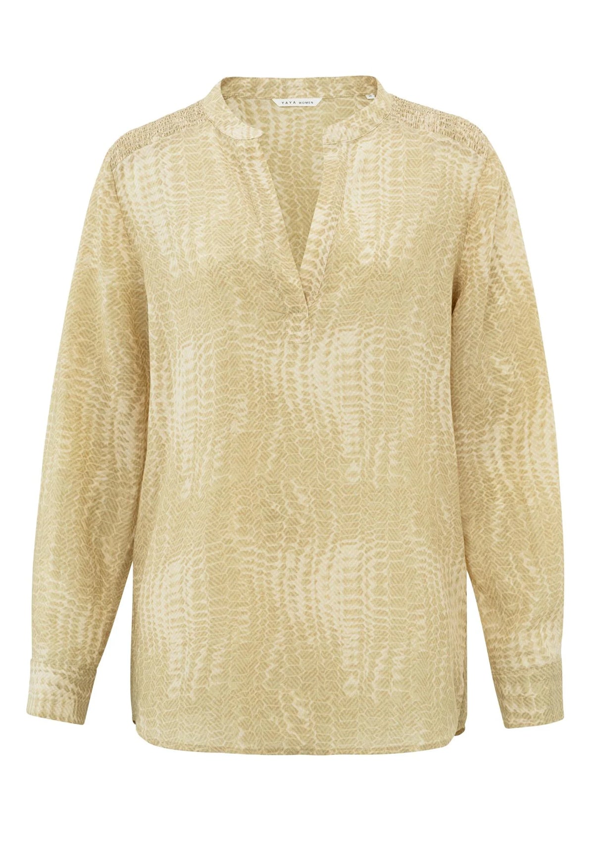 YAYA Muted Snake Print Long Sleeve Top