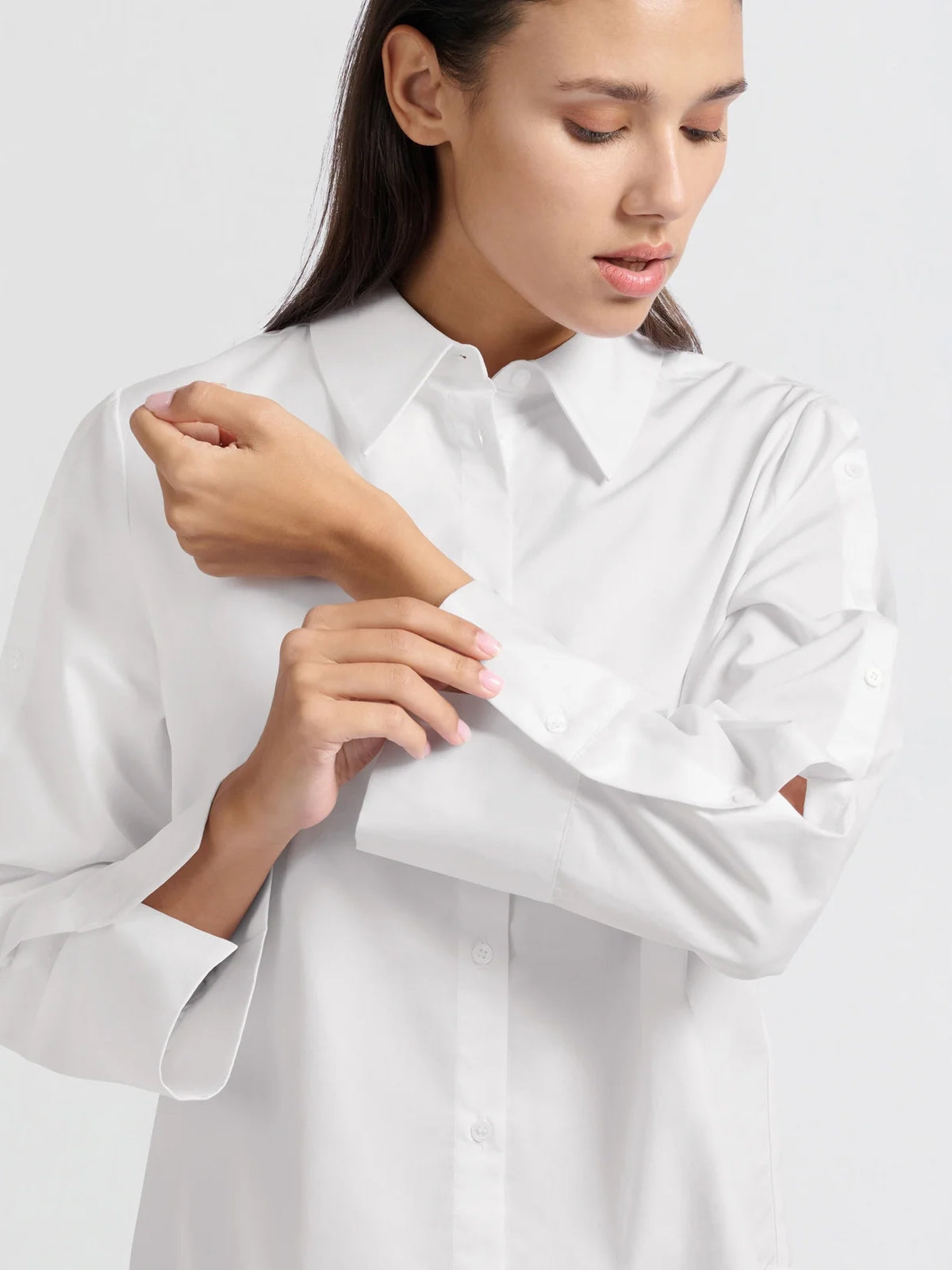 Yaya White Blouse With Long Sleeves & Button Detail
