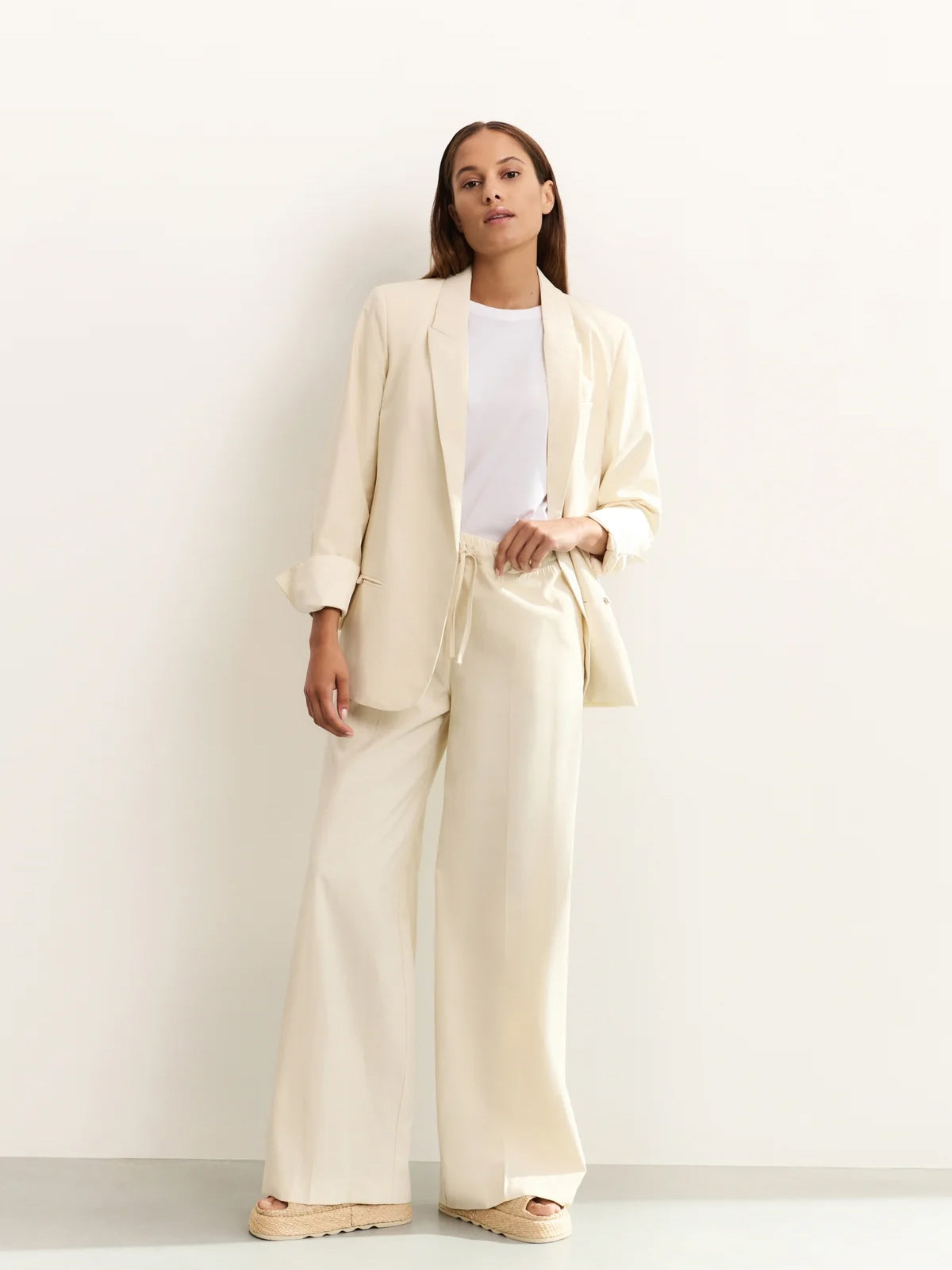 Yaya Woven Blazer With Pocket Details Summer Sand