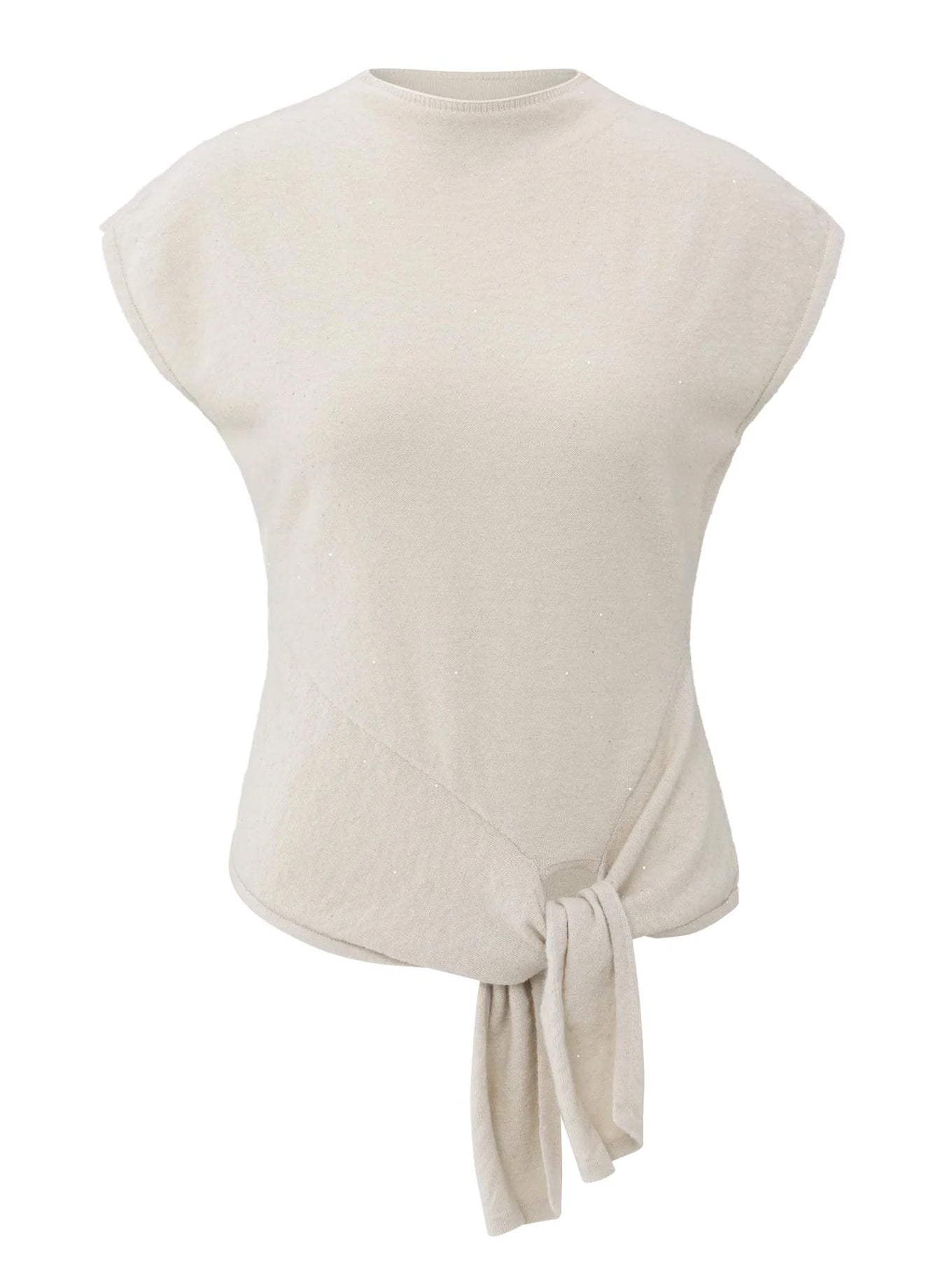 YAYA Sleeveless Sequin Sweater With Knot Detail Cloud Grey