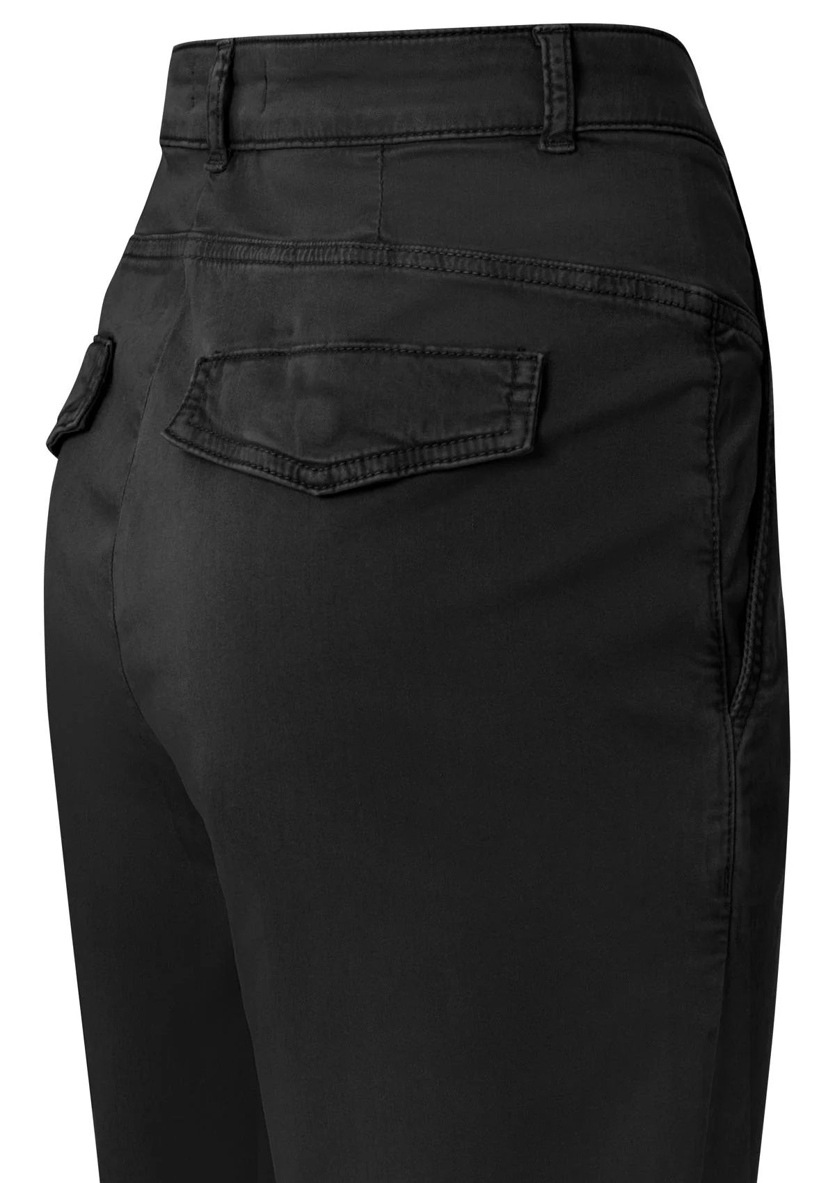 YAYA Soft Cargo Trousers With Zip Fly And Pockets Black