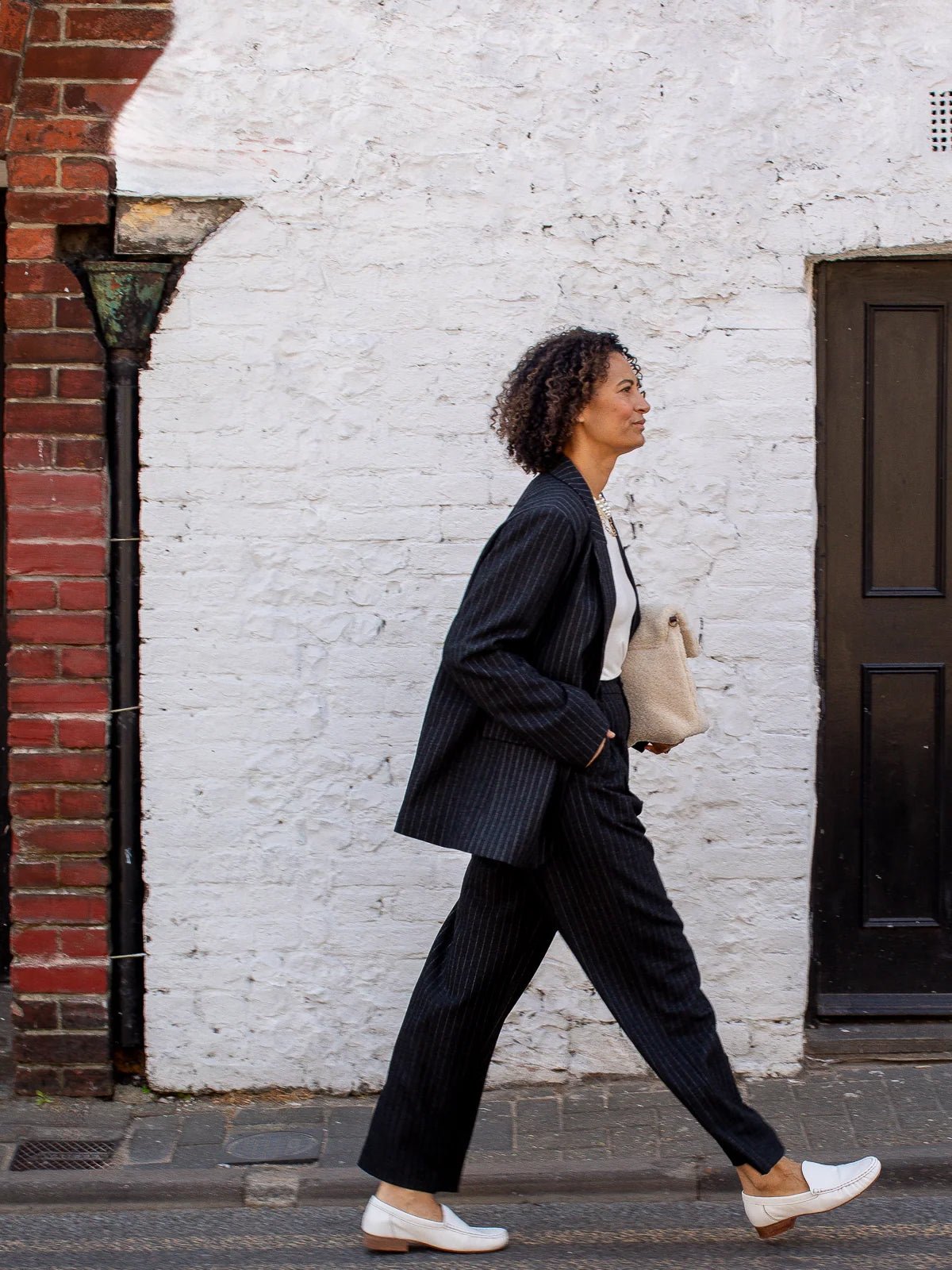 Chalk Judith Trouser Dark Charcoal Pinstripe - Glebe Fashion