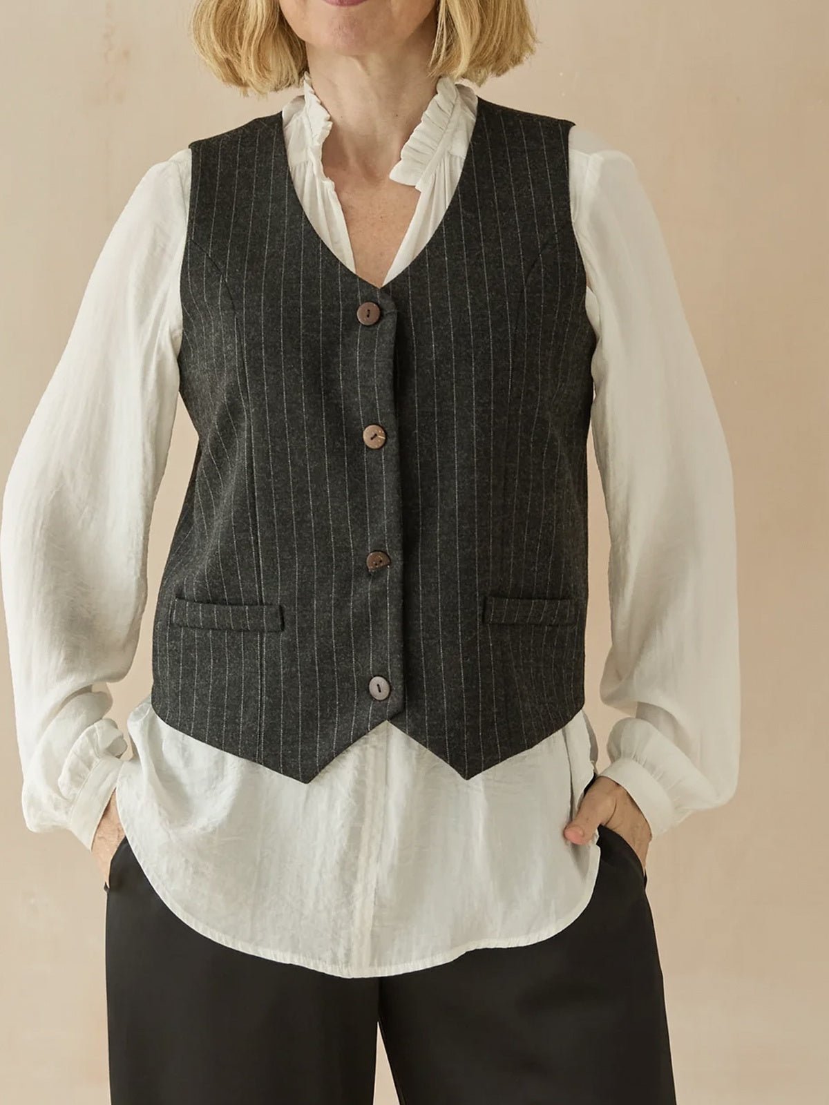 Chalk Wendy Waistcoat Dark Charcoal - Glebe Fashion