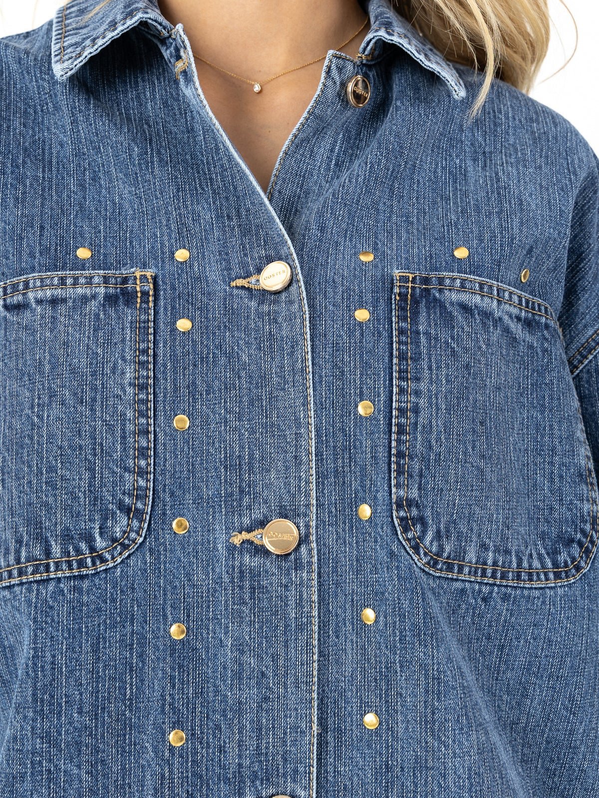 Coster Copenhagen Denim Tunic With Eyelets - Glebe Fashion