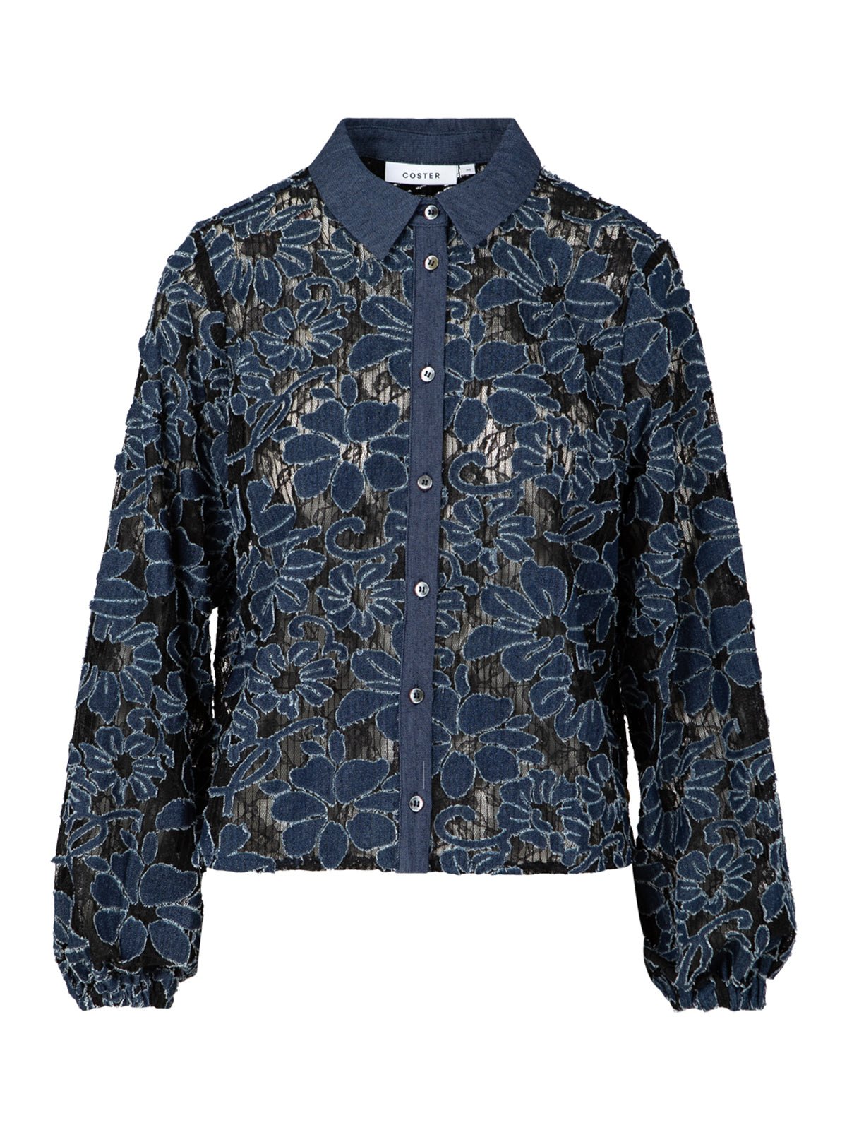 Coster Copenhagen Flower Structure Shirt Blue Denim - Glebe Fashion