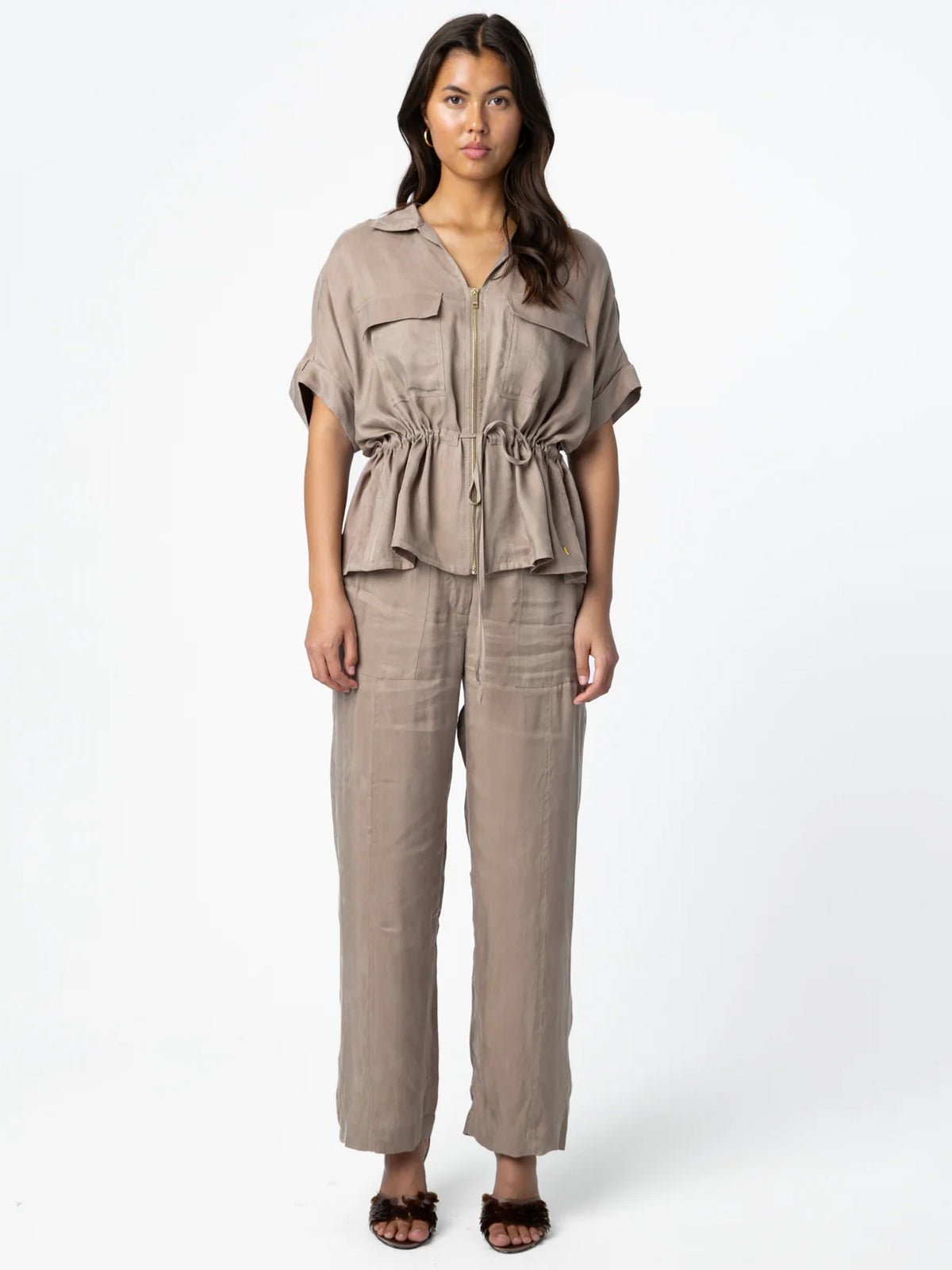 Coster Copenhagen Loose Pants In Lyocell Moon Rock - Glebe Fashion