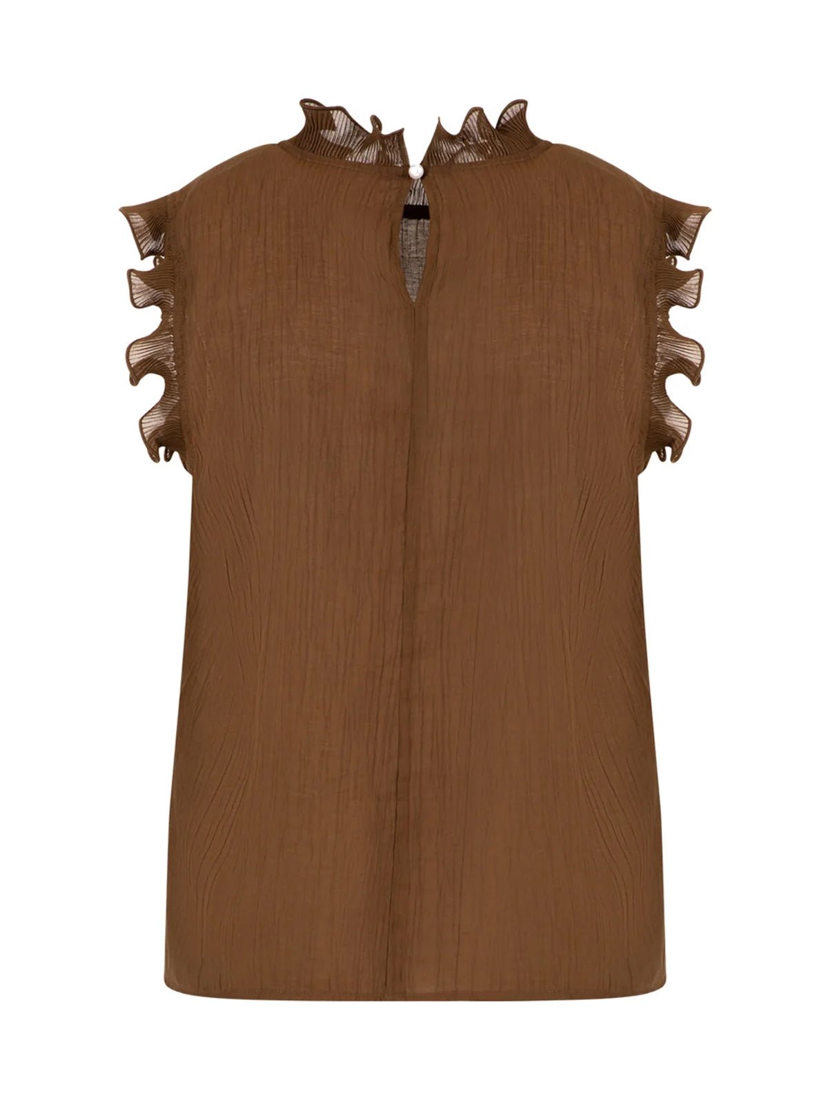 Coster Copenhagen Top With Ruffles Brown - Glebe Fashion