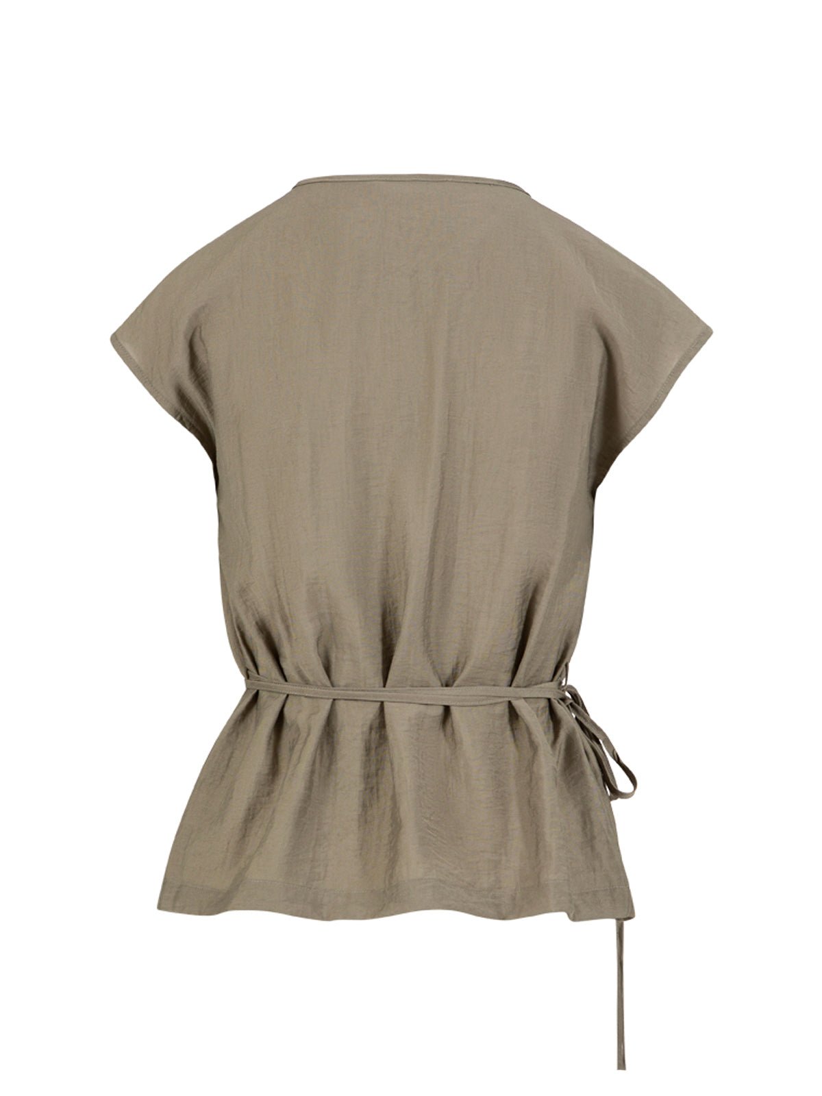 Coster Copenhagen Wrap Ruffle Top Sage Green - Glebe Fashion