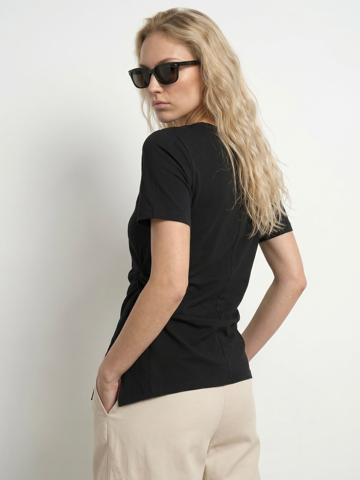 Draped T-Shirt Black - Glebe Fashion