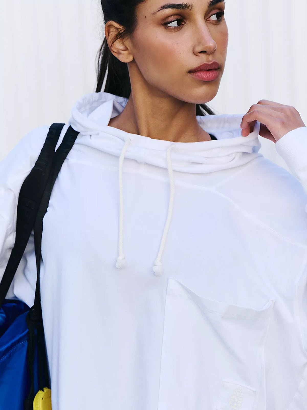 Free People White Layer Top With Hood - Glebe Fashion