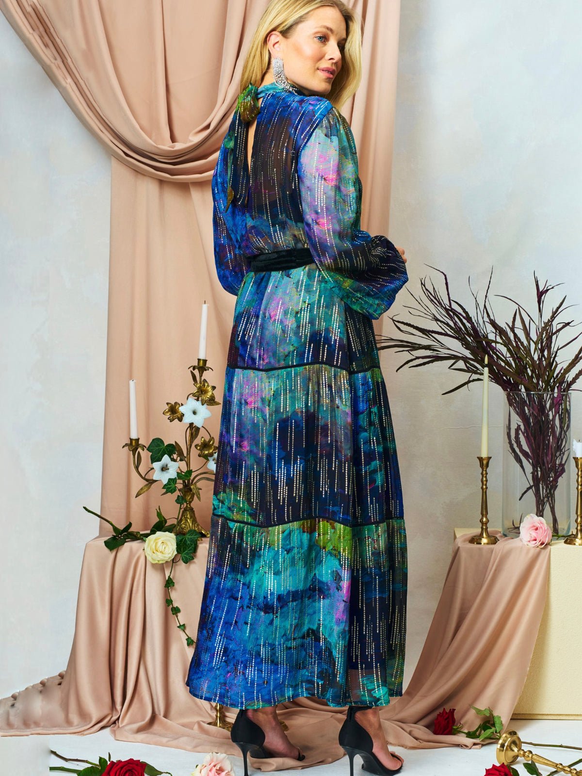 Hope And Ivy The Jadene High Neck Midi Dress - Glebe Fashion