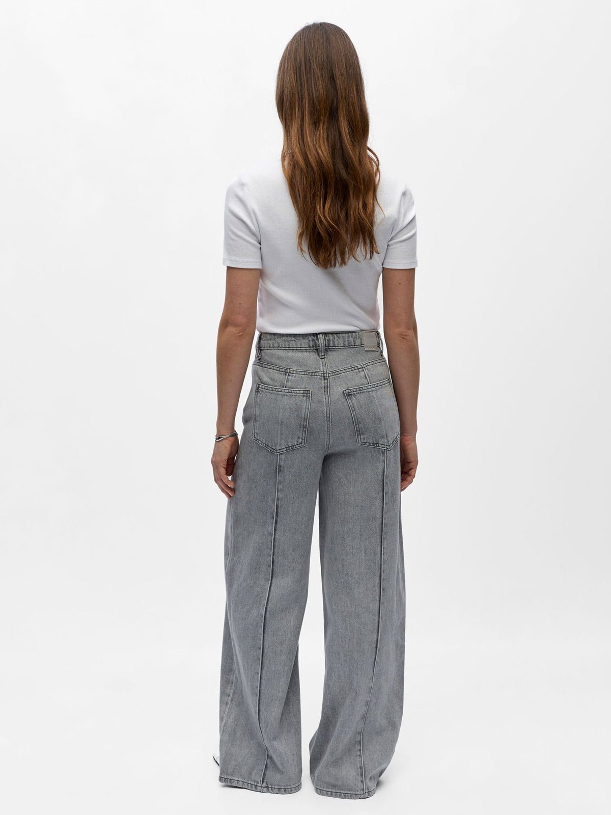 Luca Wide Leg Jean Light Grey - Glebe Fashion