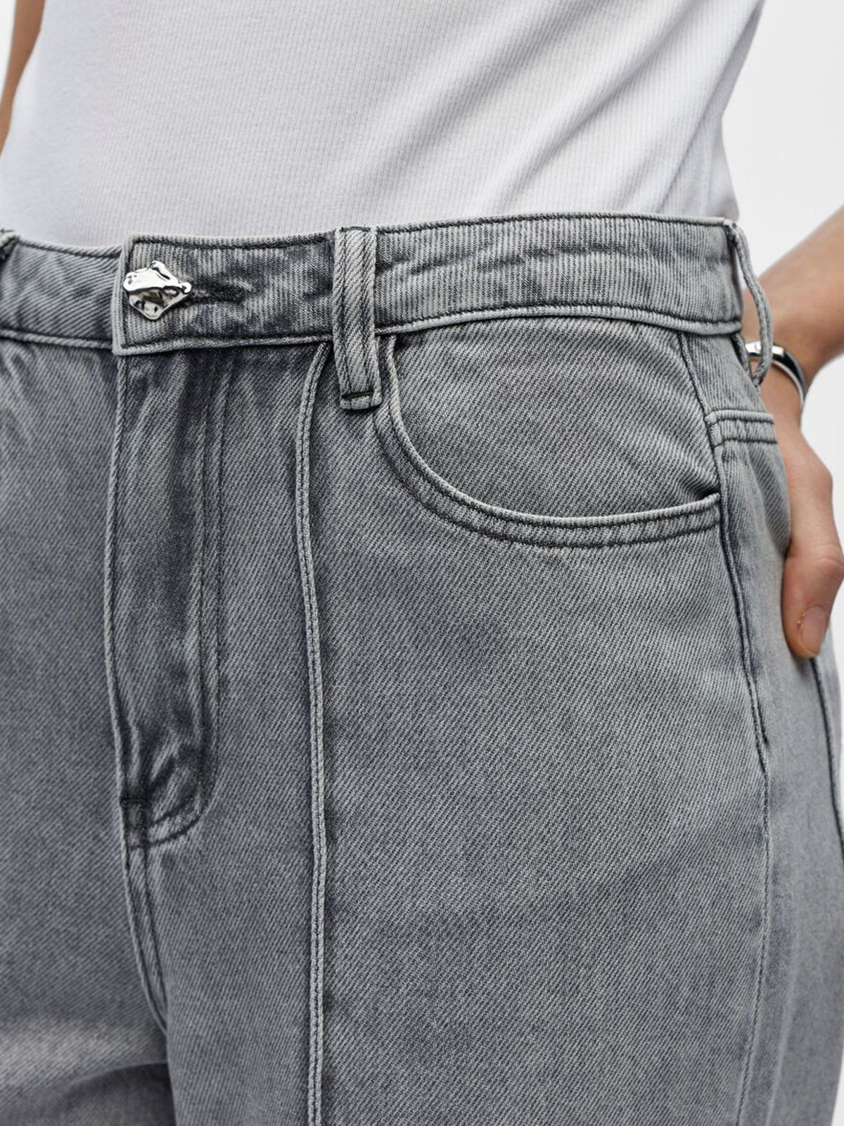 Luca Wide Leg Jean Light Grey - Glebe Fashion