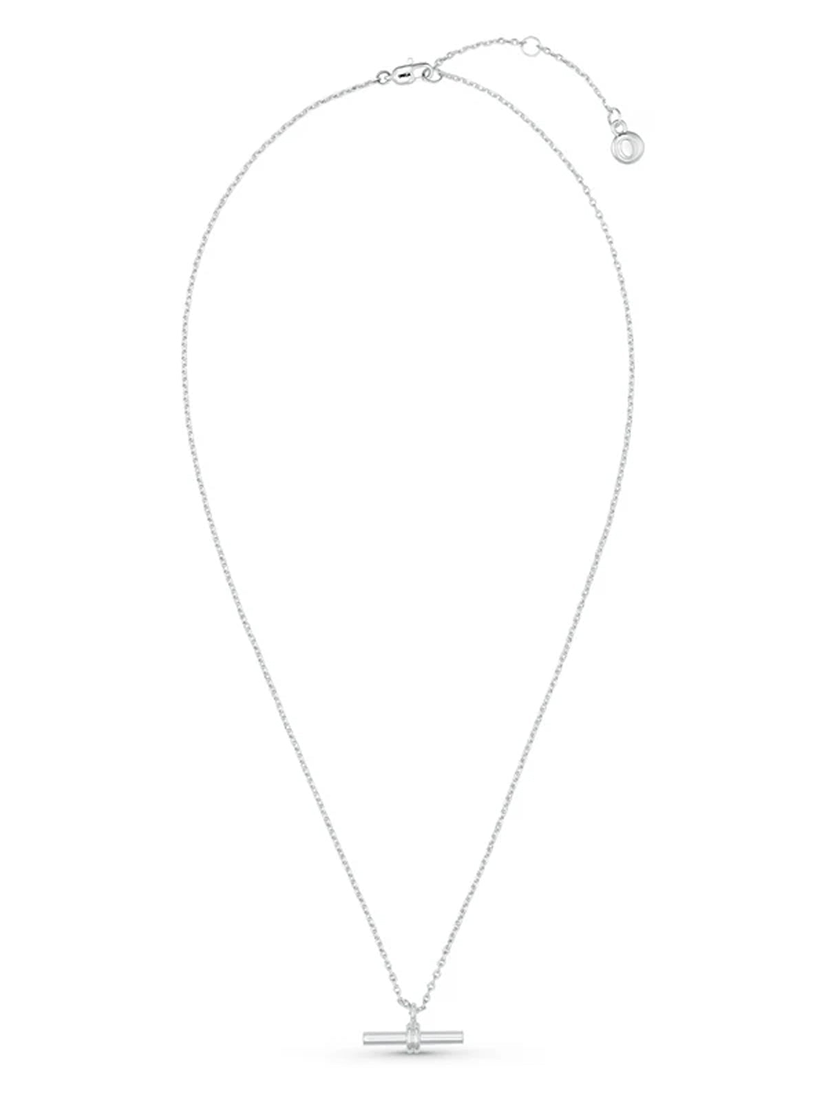 Luxe Linear T-Bar Drop Necklace Silver - Glebe Fashion
