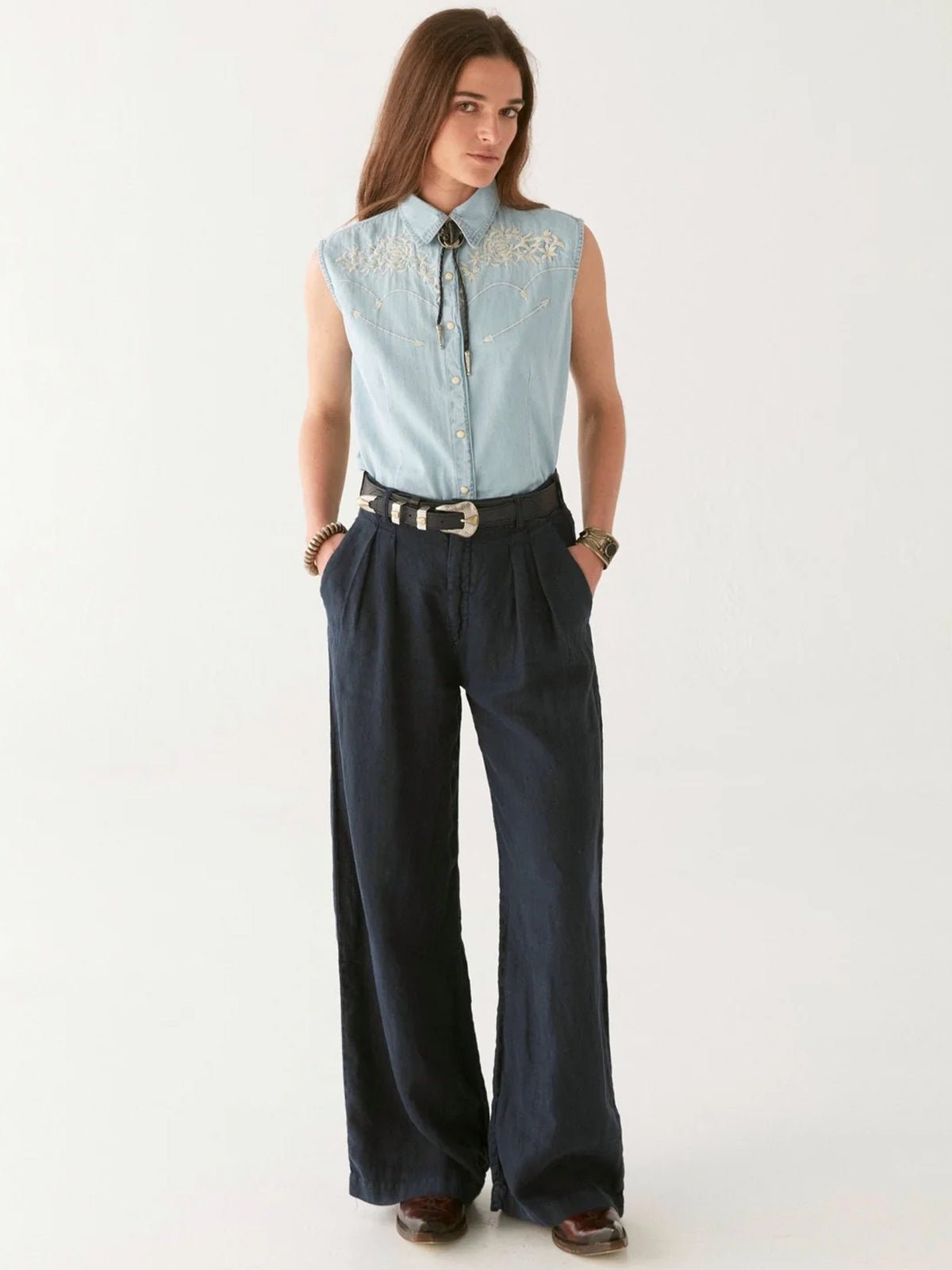 Maison Hotel Dallas Blouse Mustang Blue - Glebe Fashion