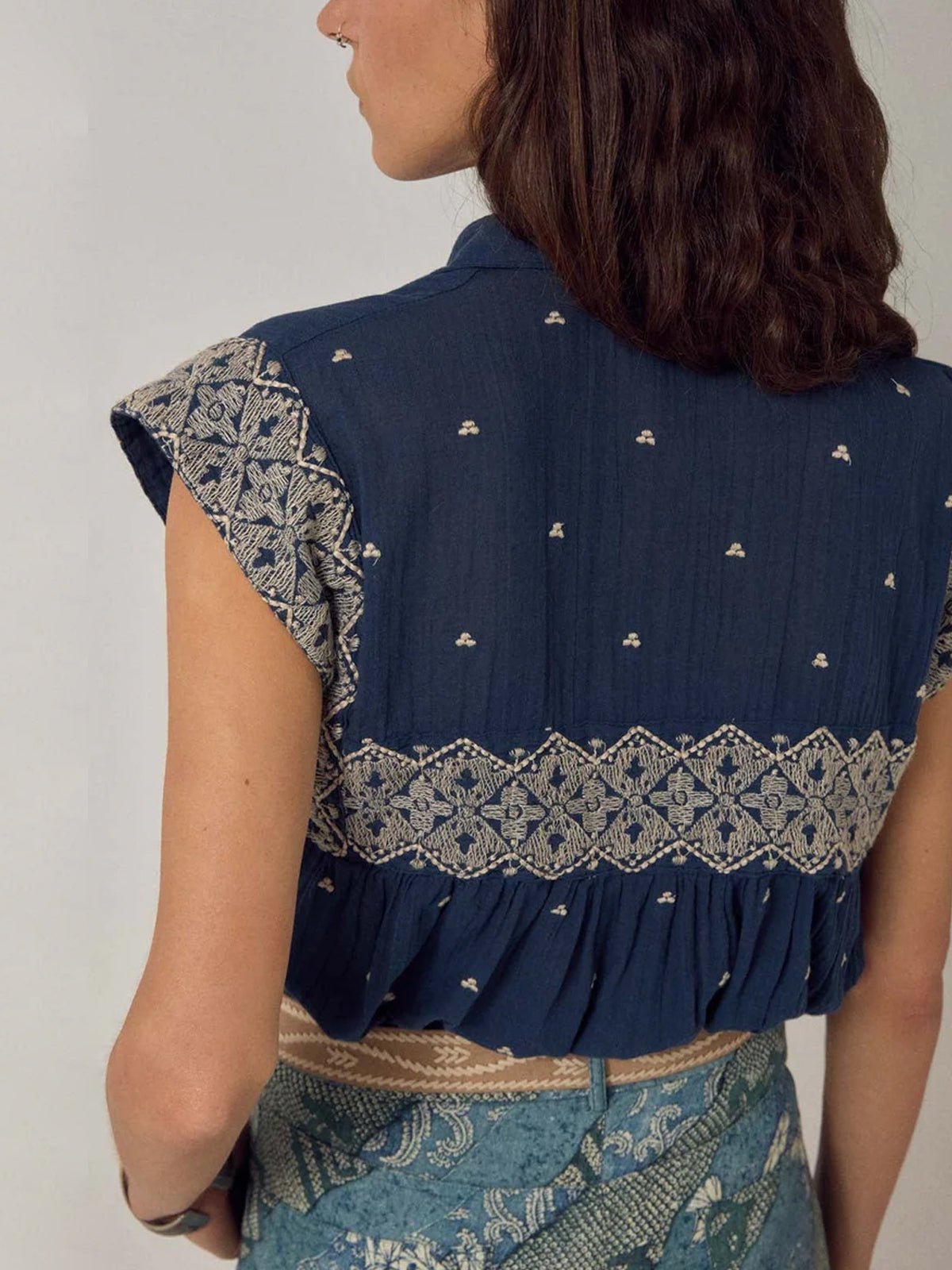 Maison Hotel Karina Sleeveless Shirt Deep River Blue - Glebe Fashion