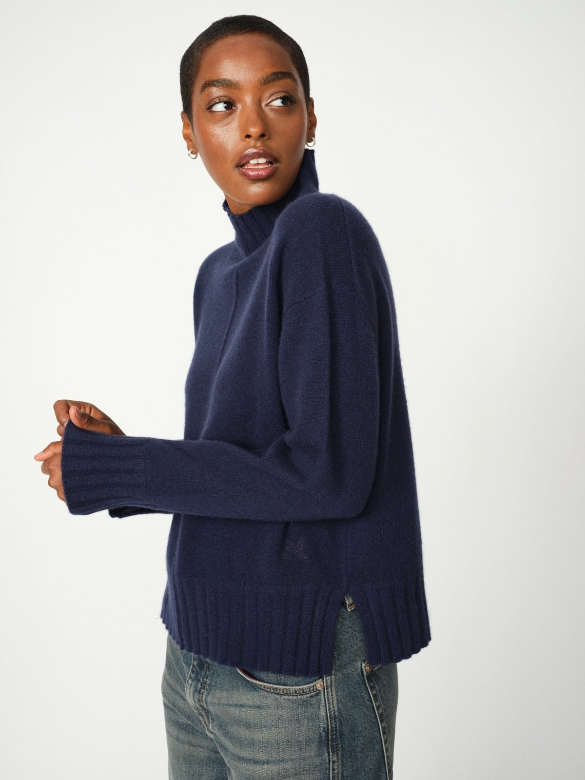 Mos Mosh MMAima Cashmere Highneck Knit Maritime Blue - Glebe Fashion