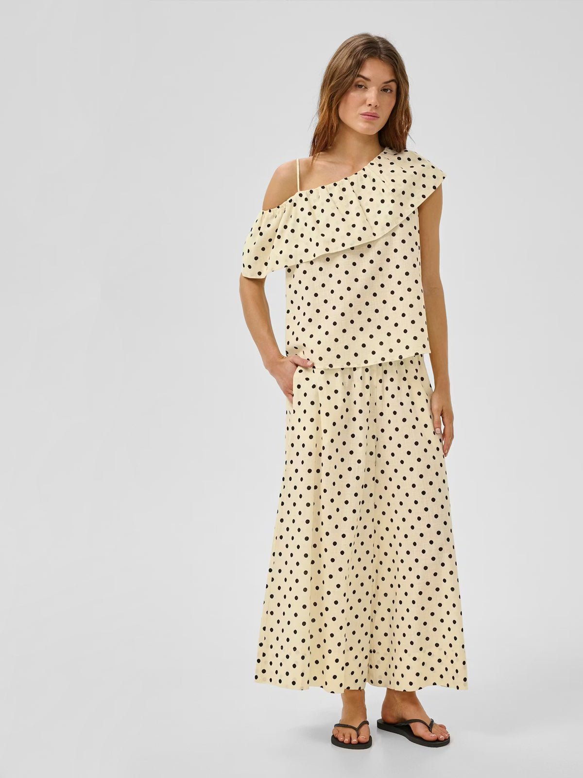 My Essential Wardrobe MWNada Polka Dot Pants Lemon Icing - Glebe Fashion