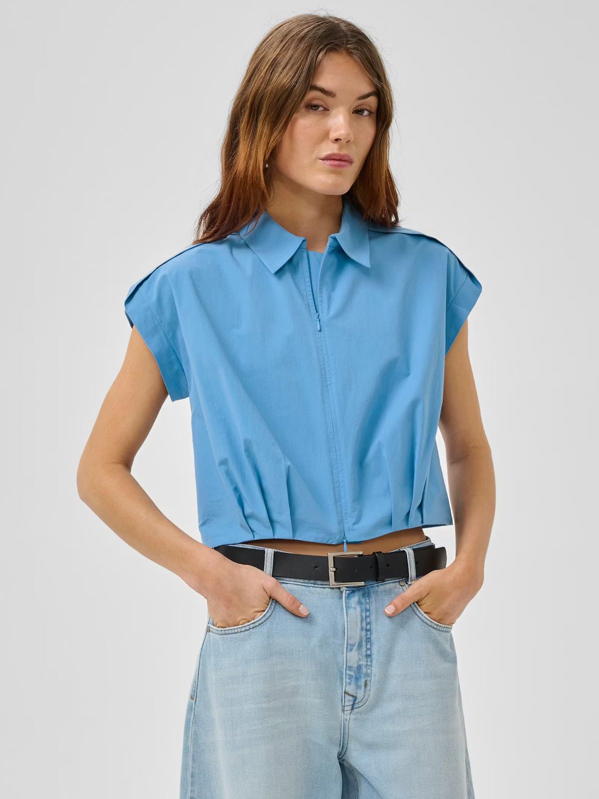 My Essential Wardrobe MWSunna Shirt Silver Lake Blue - Glebe Fashion