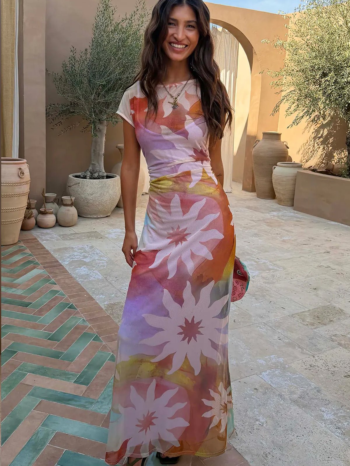 Never Fully Dressed Abstract Soleil Luna Mesh Dress - Glebe Fashion