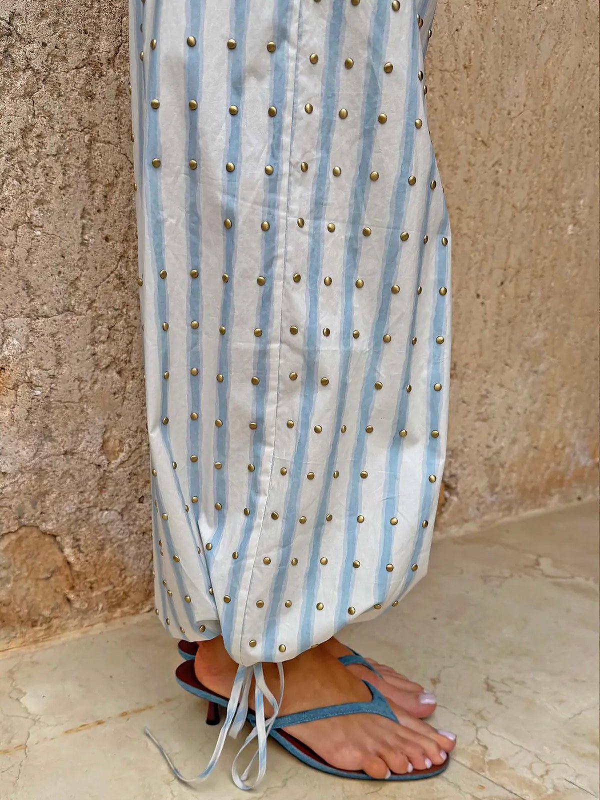 Never Fully Dressed Blue Stripe Balloon Trouser - Glebe Fashion
